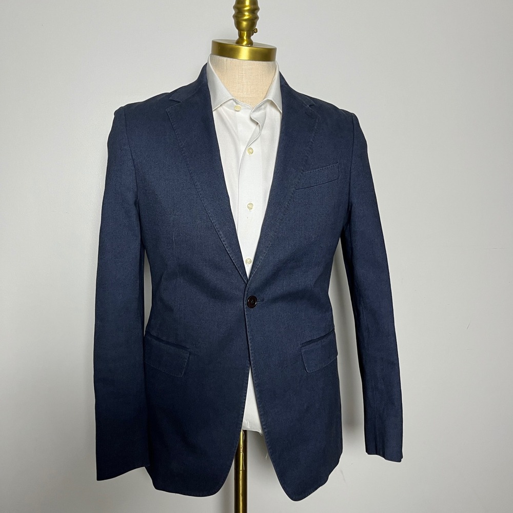 Banana Republic Blazer Mens 38R Navy Blue Herringbone Slim Fit Profilo Italia